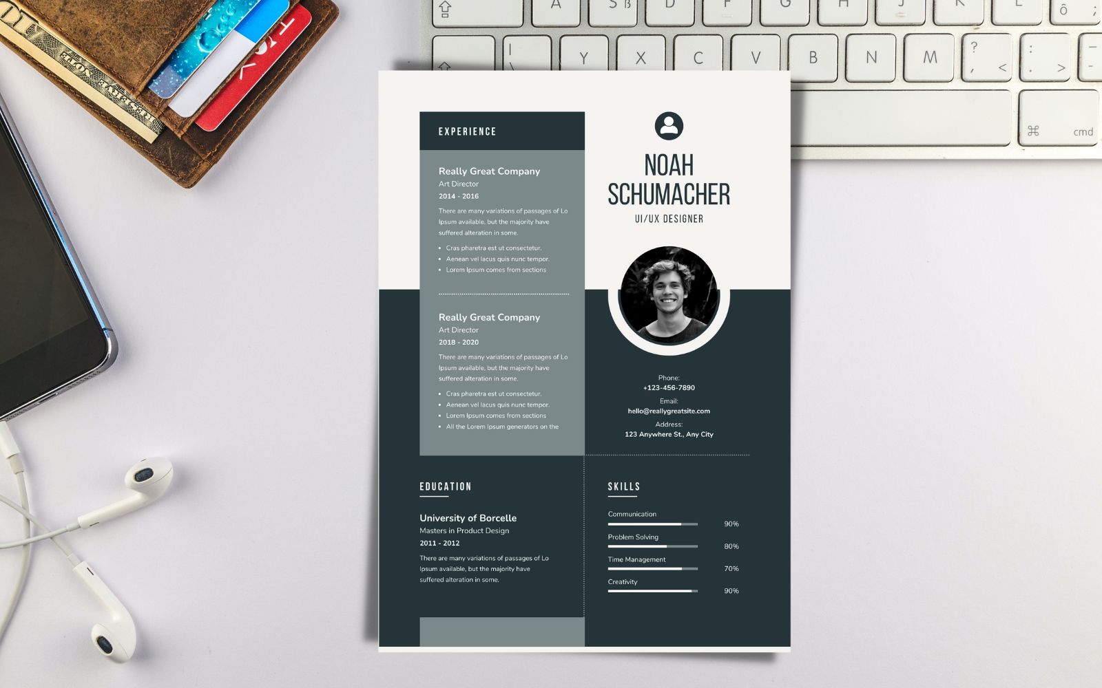 Noah Schumacher - Simple Resume Design For UI/UX Designer