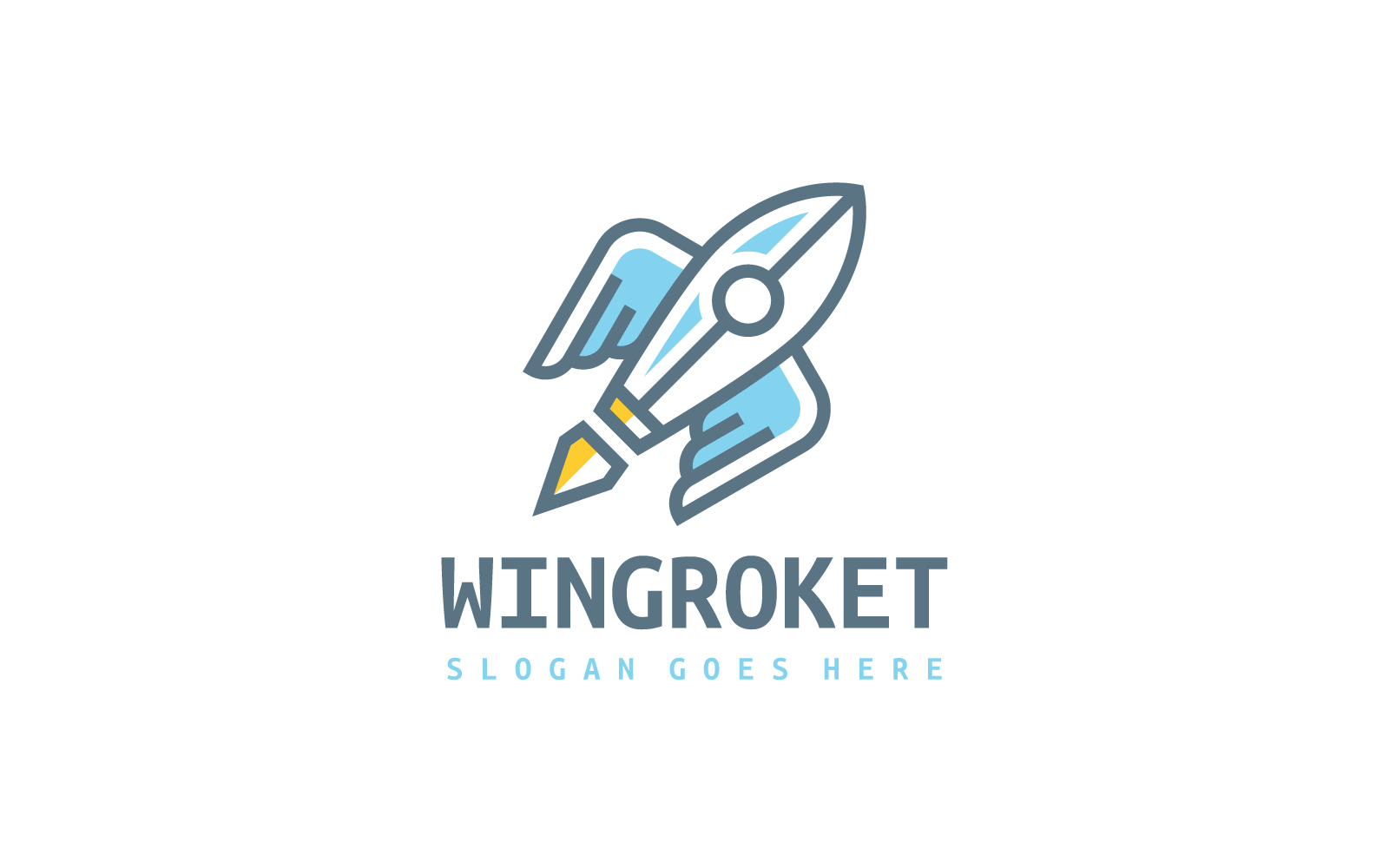 Startup Rocket with Wings Logo Template