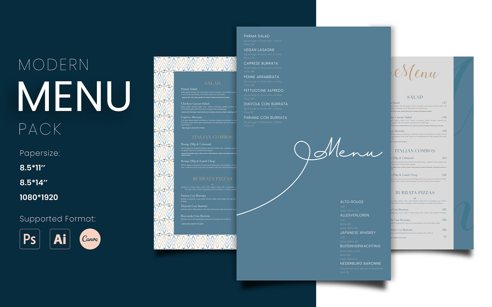 Modern Menu Pack Template Design