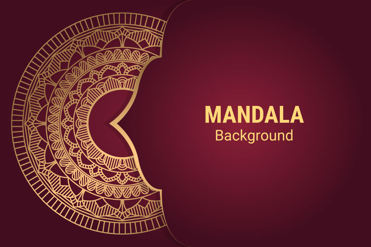 Mandala pattern golden and red good mood