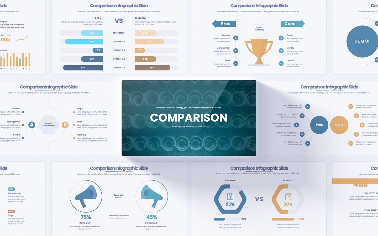 Comparison Power Point Infographics Slides