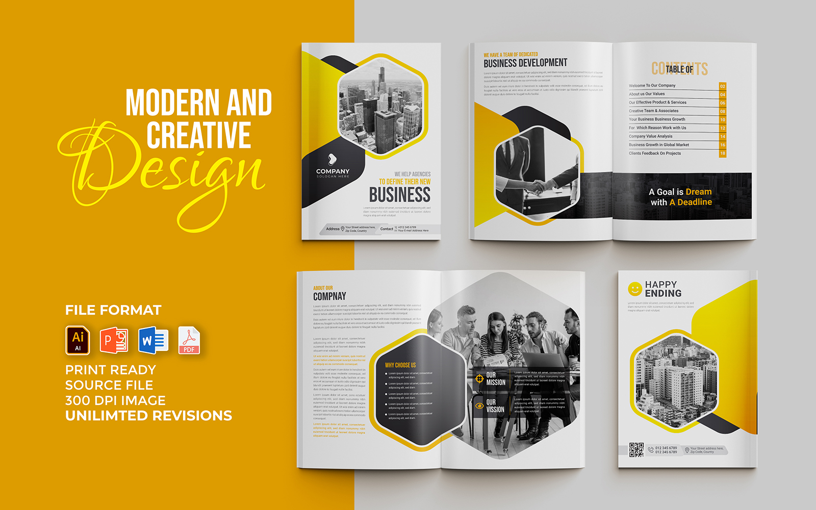 Creative and modern 16 pages multipurpose business brochure template