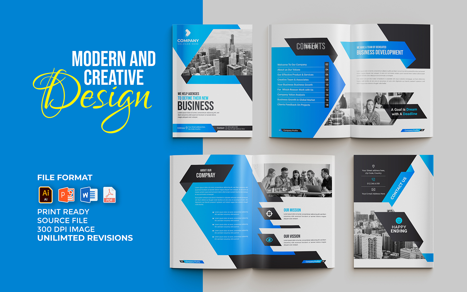Creative and modern business proposal 16 pages multipurpose brochure template