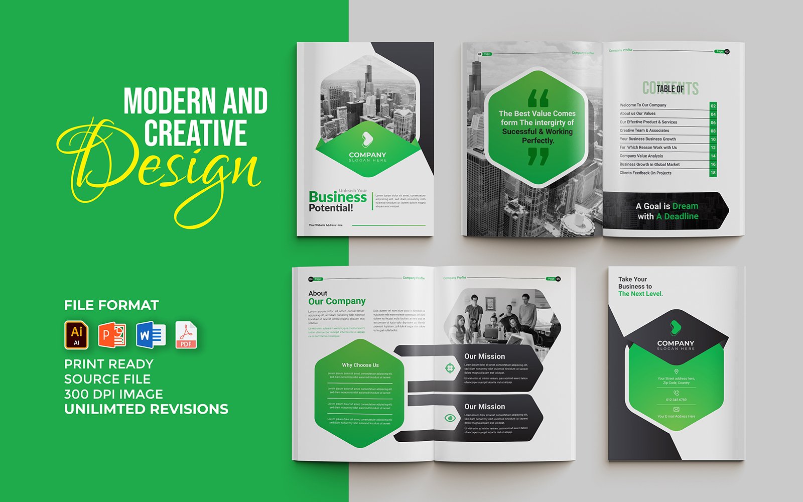 Company profile 24 pages multipurpose business brochure template