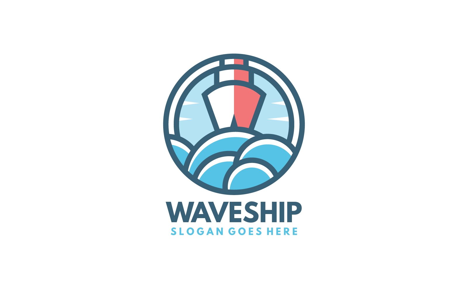 Linear Wave Ship Logo Template