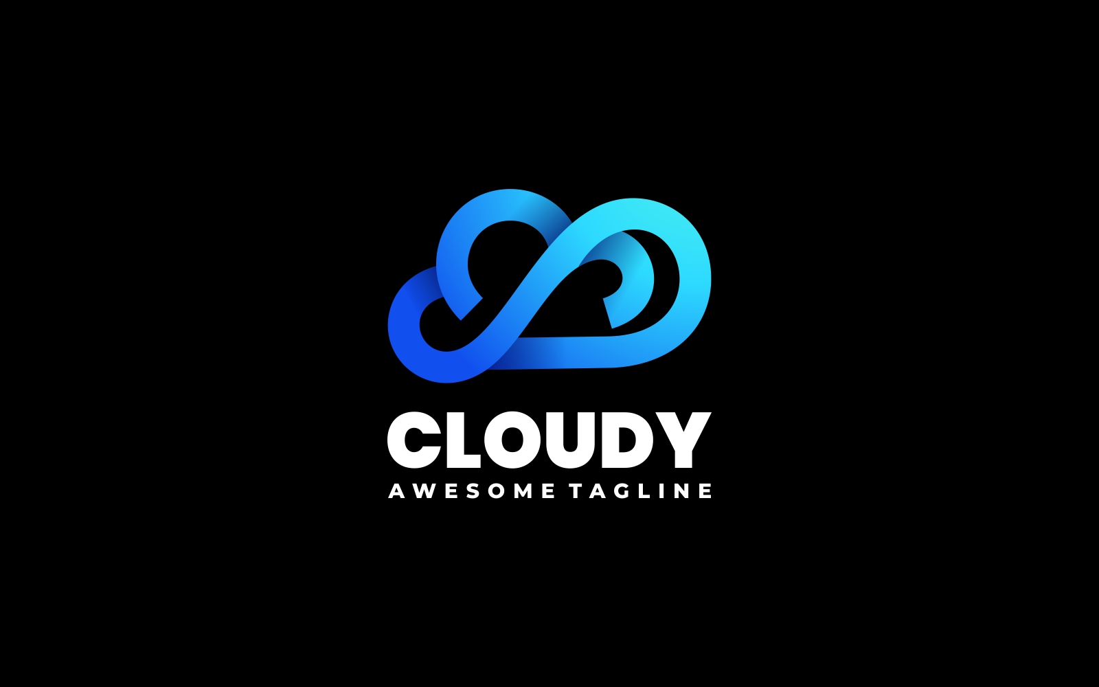 Cloud Line Art Gradient Logo Design