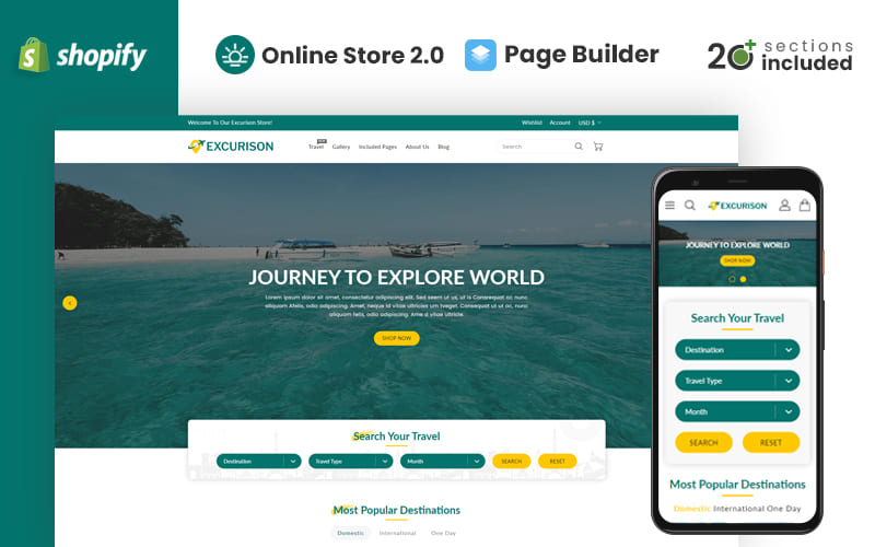 Excurison Tours and Travel Shopify Theme