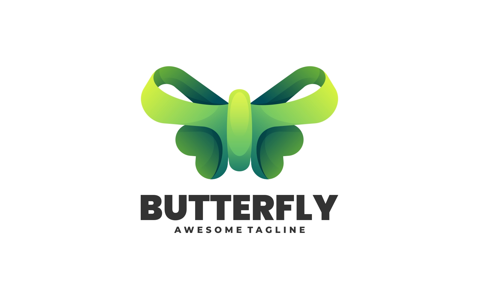 Green Butterfly Gradient Logo Design