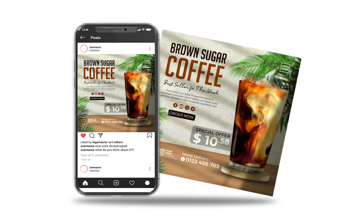 instagram post social media post brown sugar coffee