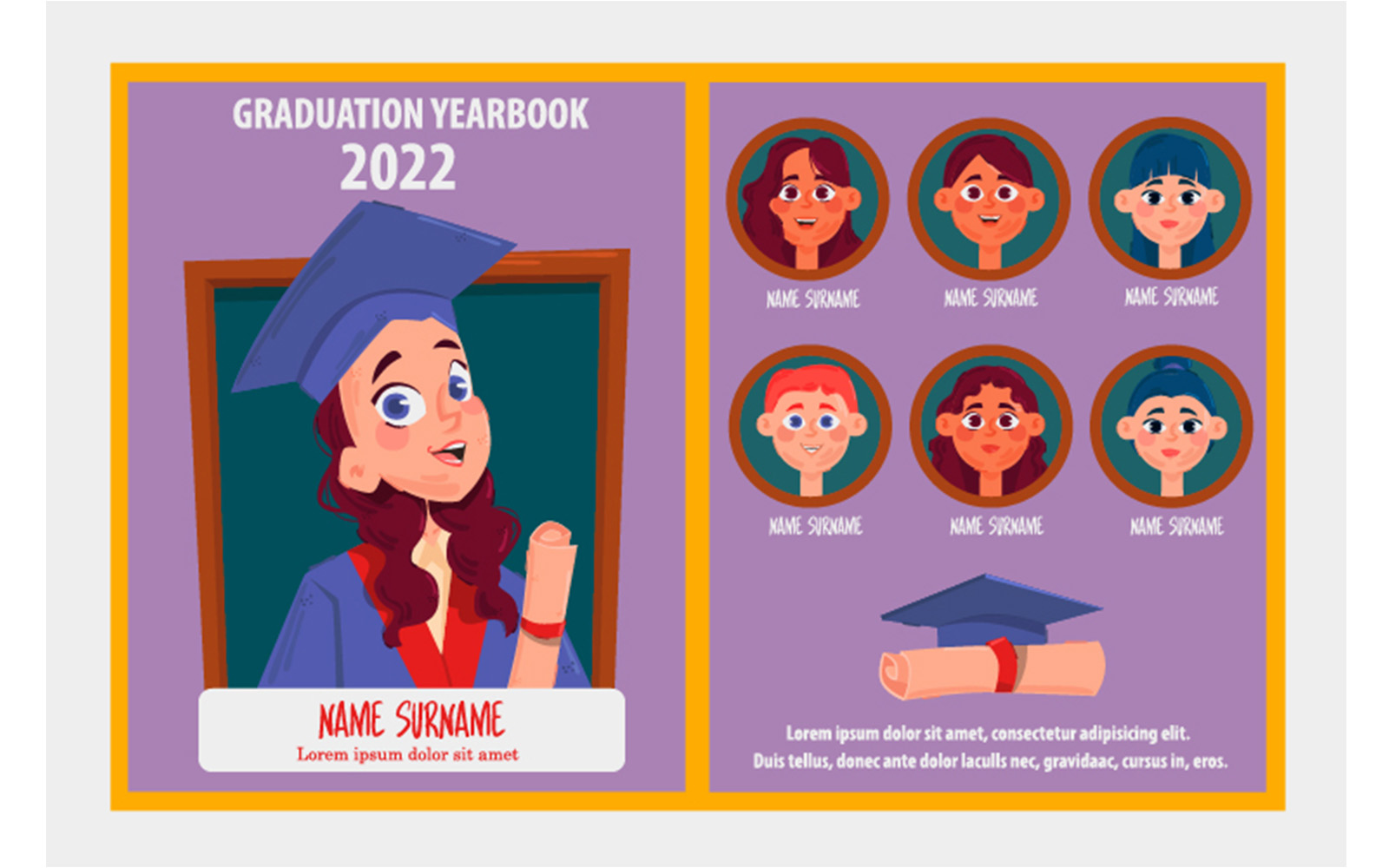 Graduation Yearbook Frame Concept Illustration