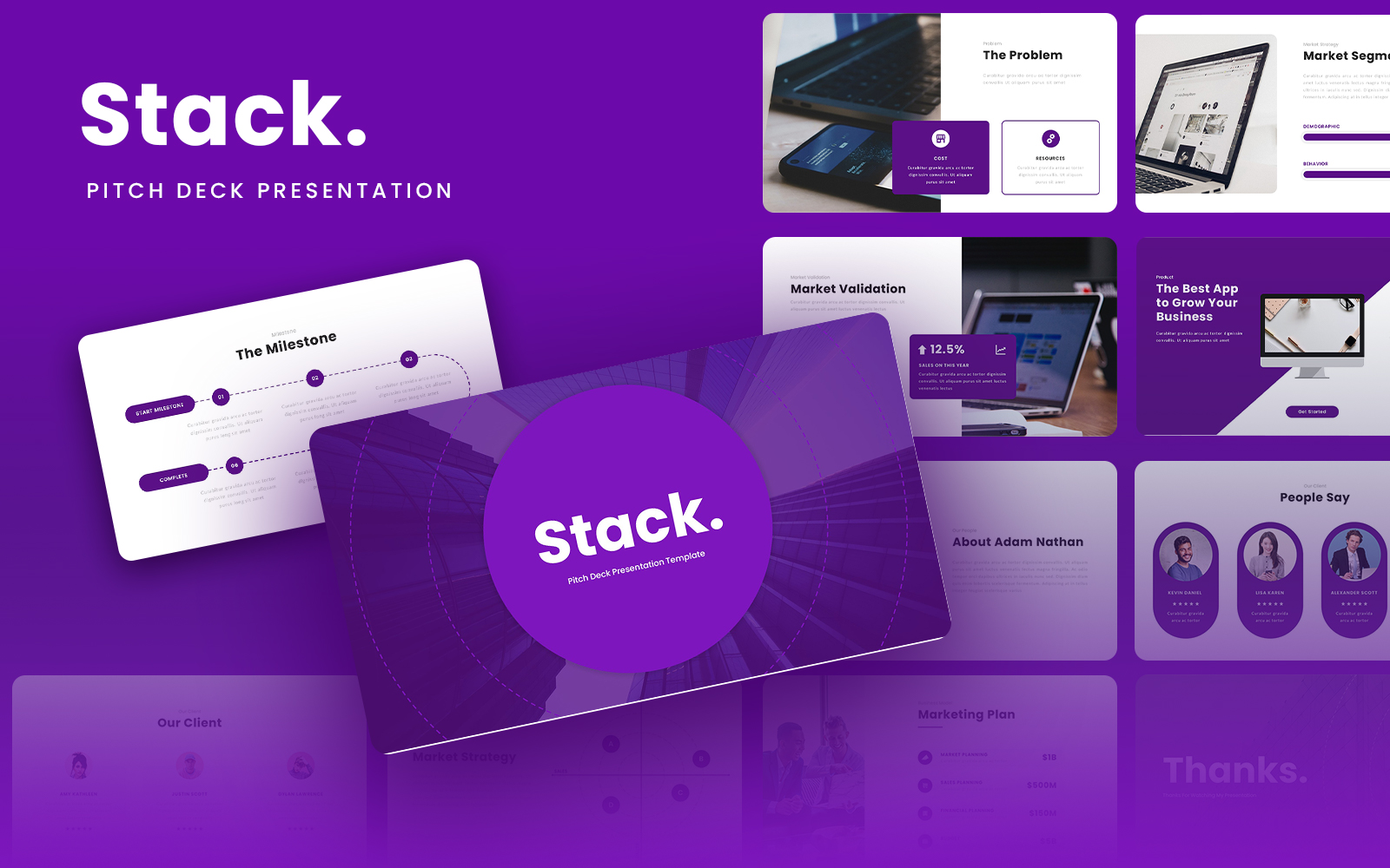 Stack - Multipurpose Pitch Deck Google Slides Template
