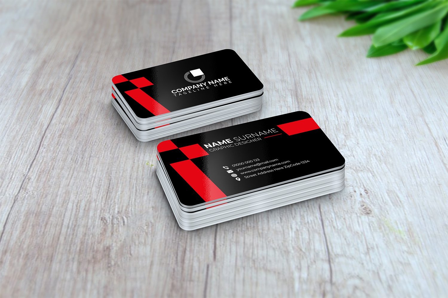 Black And Red Professional Business Card Design Template