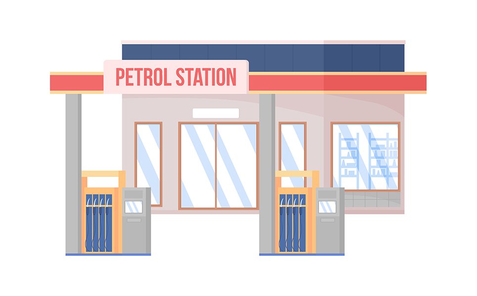 Petrol station semi flat color vector object