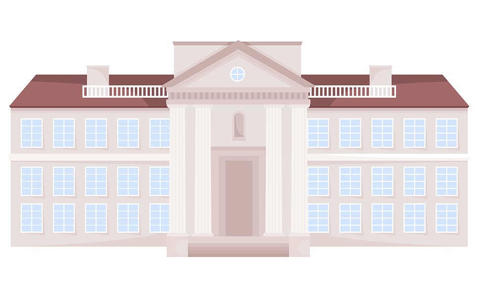 Classic municipal building semi flat color vector object