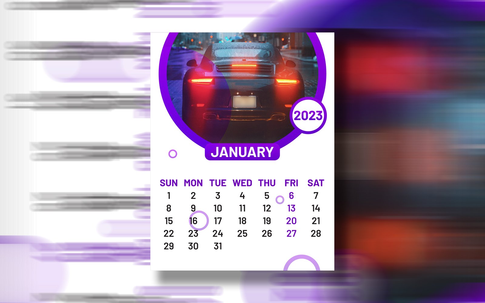 Yearly Modern Calendar 2023 Print Ready Eps Vector Template