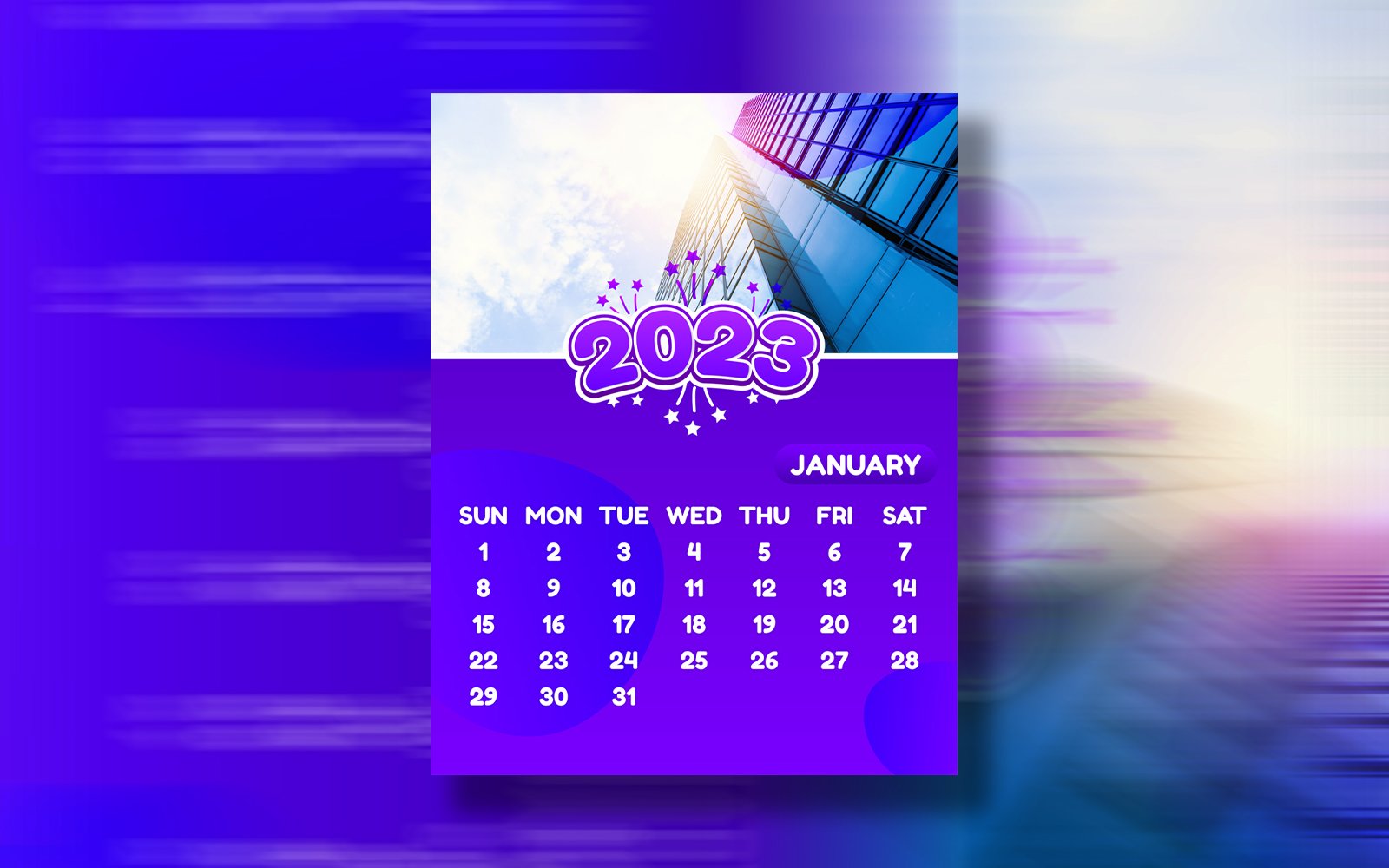 12 Months Calendar 2023 Print Ready Eps Template