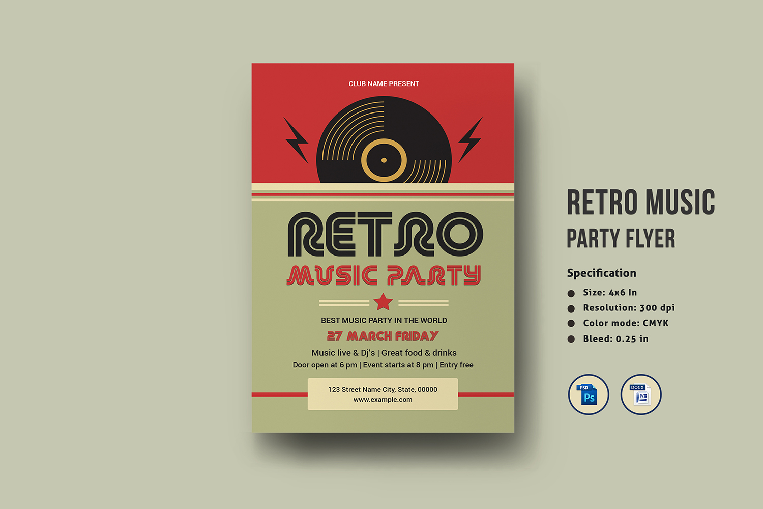 Retro Music Party Flyer Template
