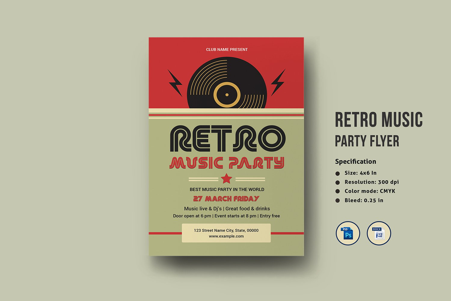 Retro Music Party Flyer Template