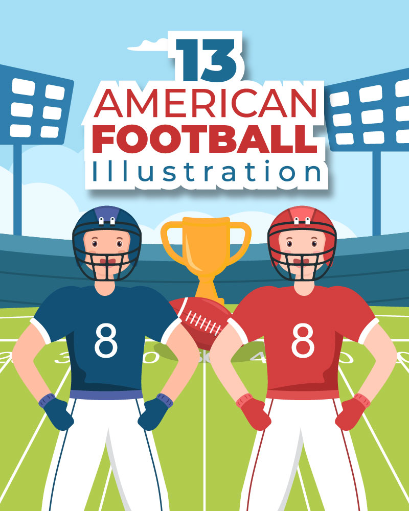 13 American Football Sports Player Illustration