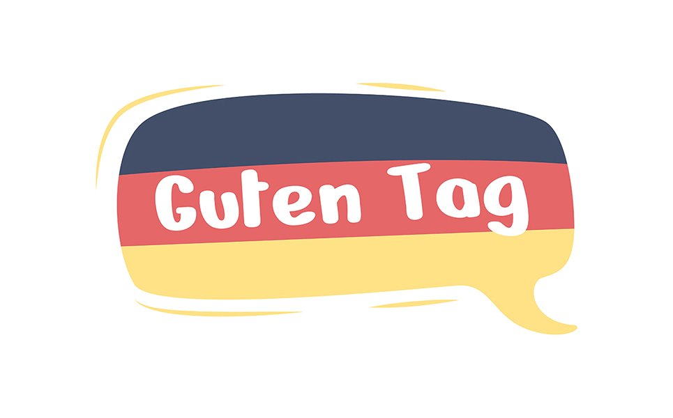 Saying hello in German language semi flat color vector speech bubble