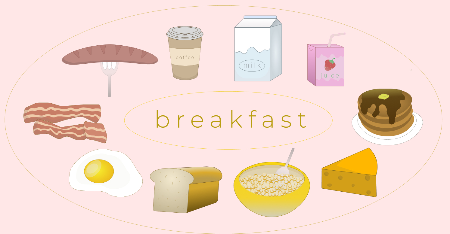 Breakfast Foods, 10 Vector Images for Designing Websites, Business Cards, Menus