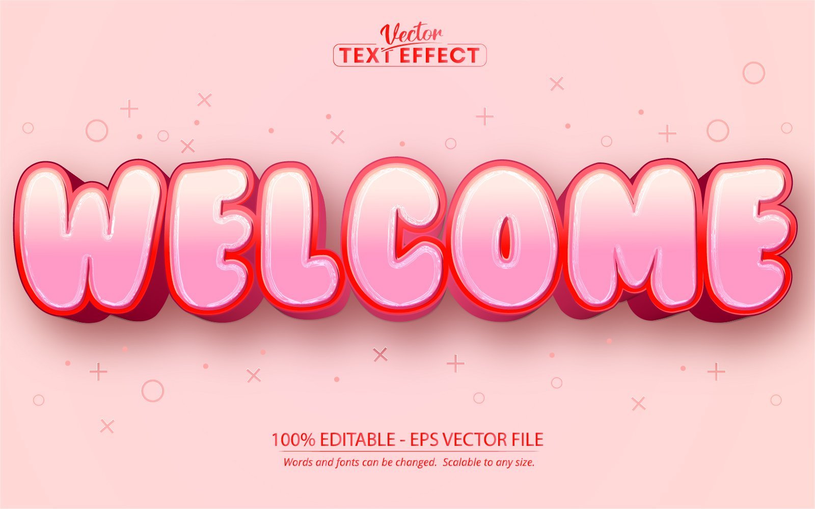 Welcome - Editable Text Effect, Shiny Pink Cartoon Text Style, Graphics Illustration