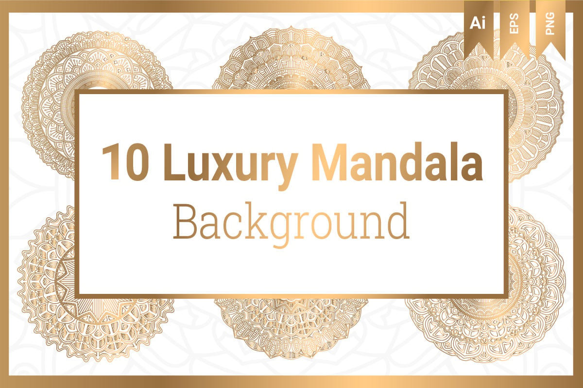 10 Luxury Mandala Vector with Golden Style Background