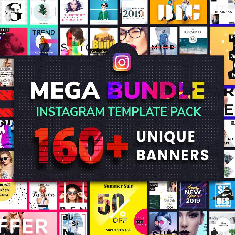 Instagram Post Templates Pack. 160 Psd Files