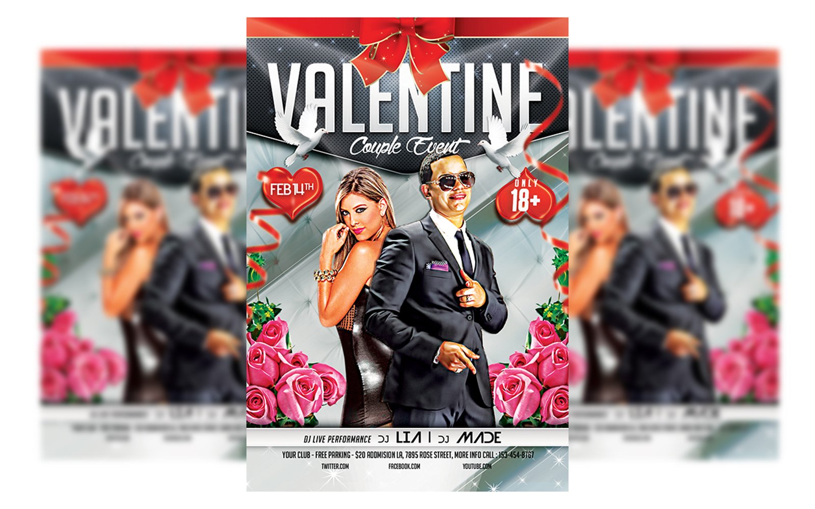 Valentines party  flyer template#4