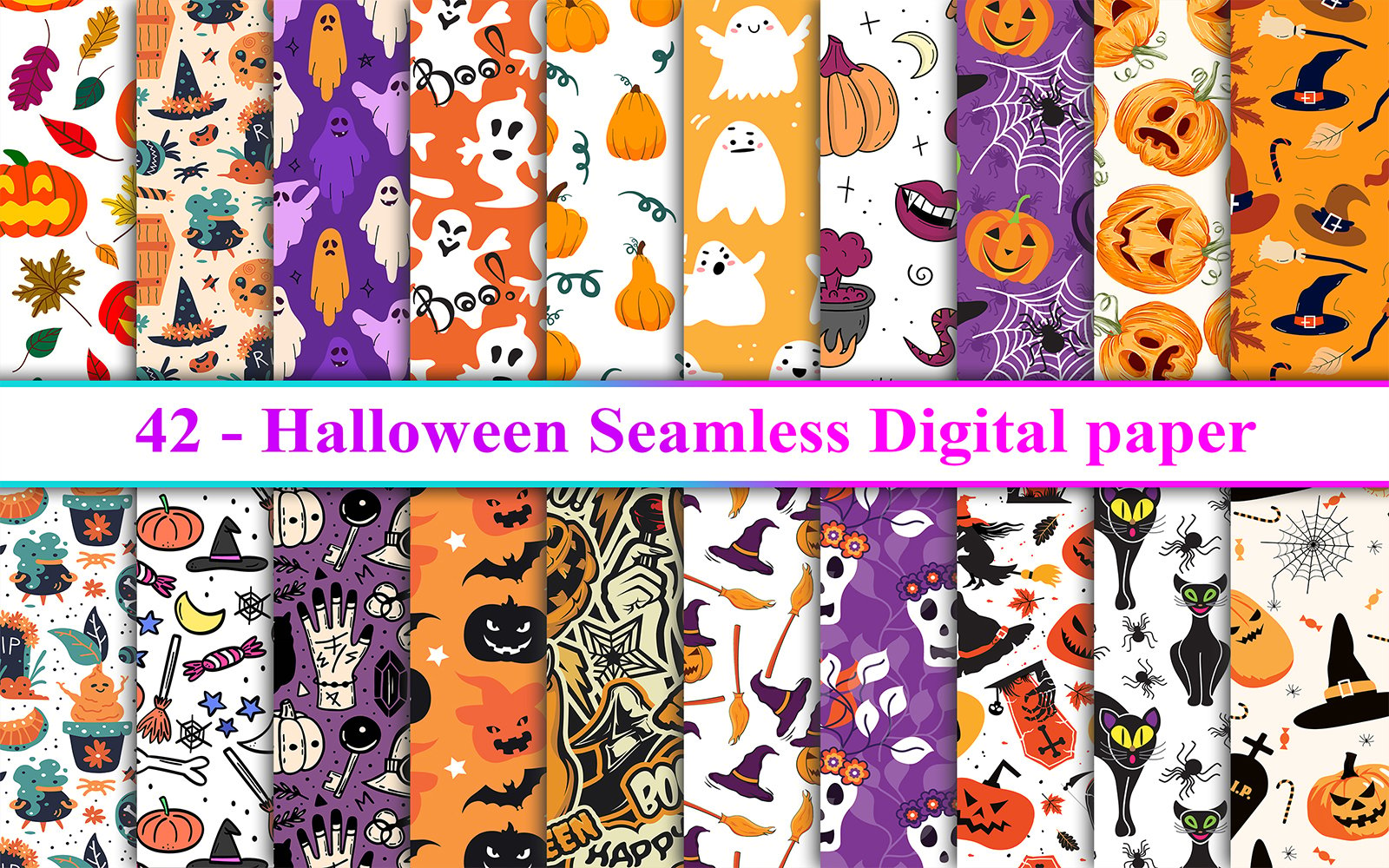 Halloween Digital Paper, Halloween Pattern, Halloween Seamless Pattern, Halloween Background