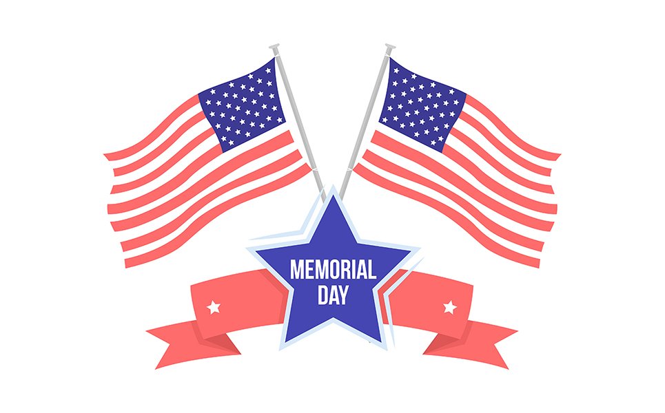 American flags for Memorial day semi flat color vector object