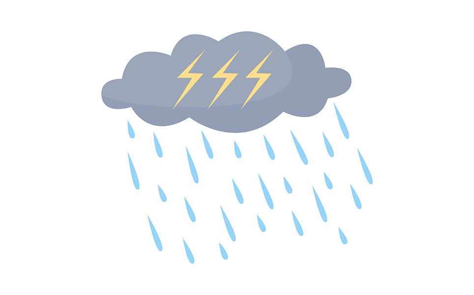 Thunderstorm semi flat color vector element