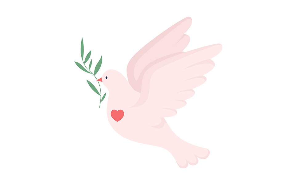 Peace dove semi flat color vector character