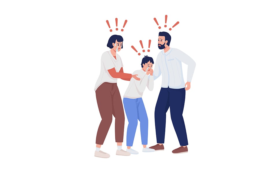 People in panic semi flat color vector characters