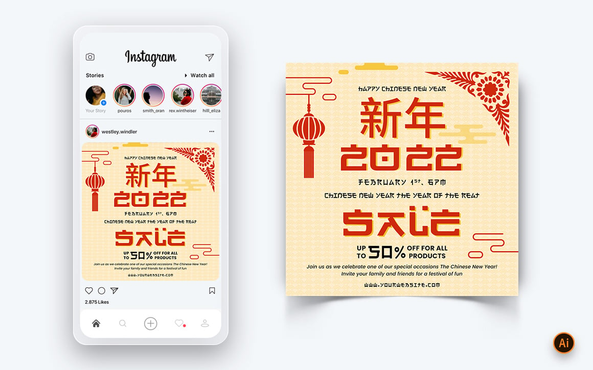 Chinese NewYear Celebration Social Media Post Design-16