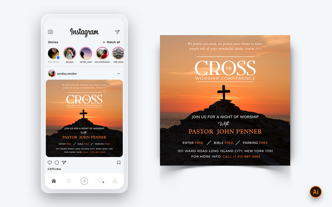 Church Motivational Speech Social Media Post Design Template-16