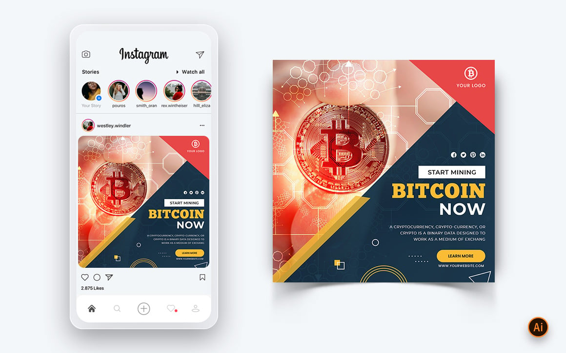 CyrptoCurrency Social Media Instagram Post Design Template-08