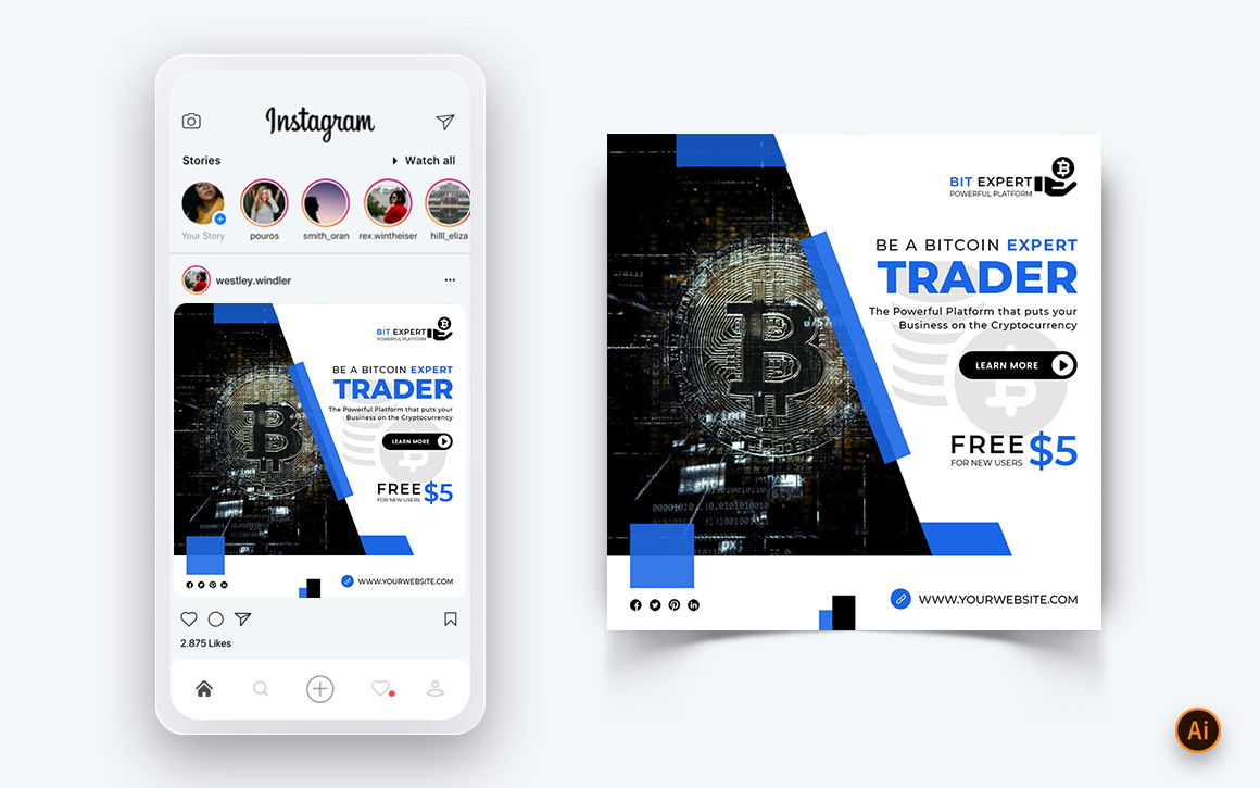 CyrptoCurrency Social Media Instagram Post Design Template-13