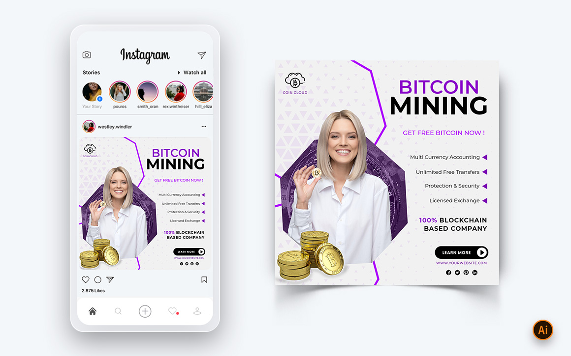 CyrptoCurrency Social Media Instagram Post Design Template-15