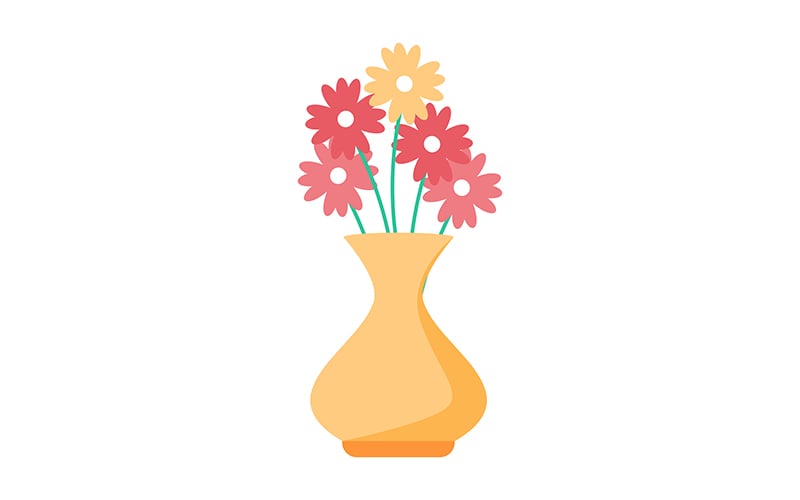 Flower arrangement in ceramic vase semi flat color vector object