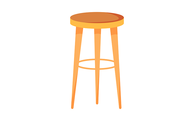 Wooden bar stool semi flat color vector object