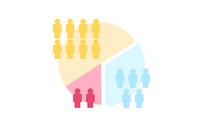 Audience segmentation semi flat color vector element