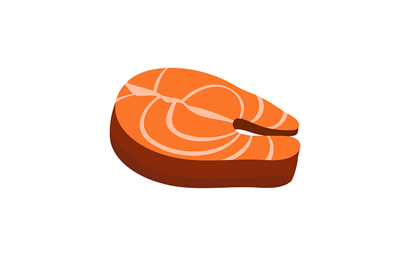 Slice of salmon fish semi flat color vector object
