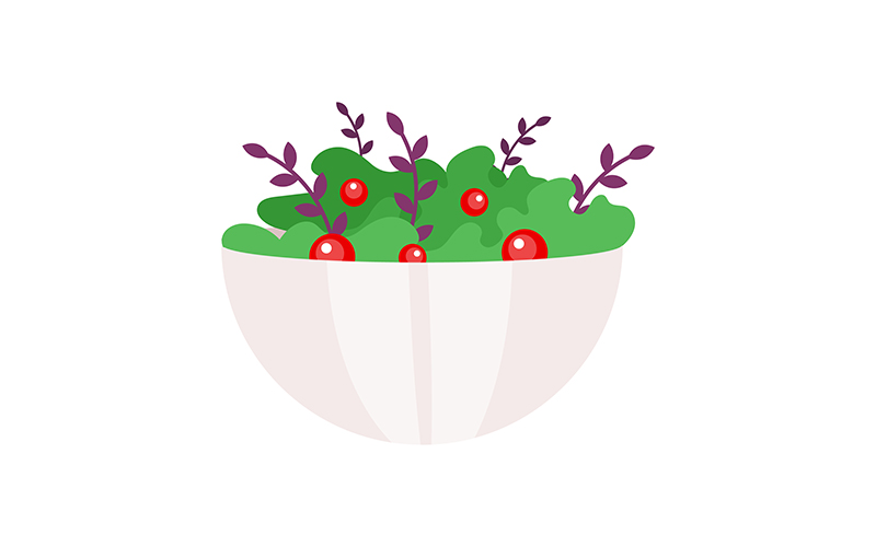 Green salad with tomatoes semi flat color vector object