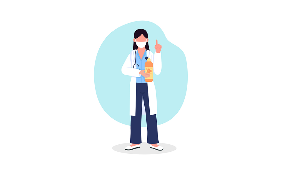 Doctor with sunscreen semi flat color vector character