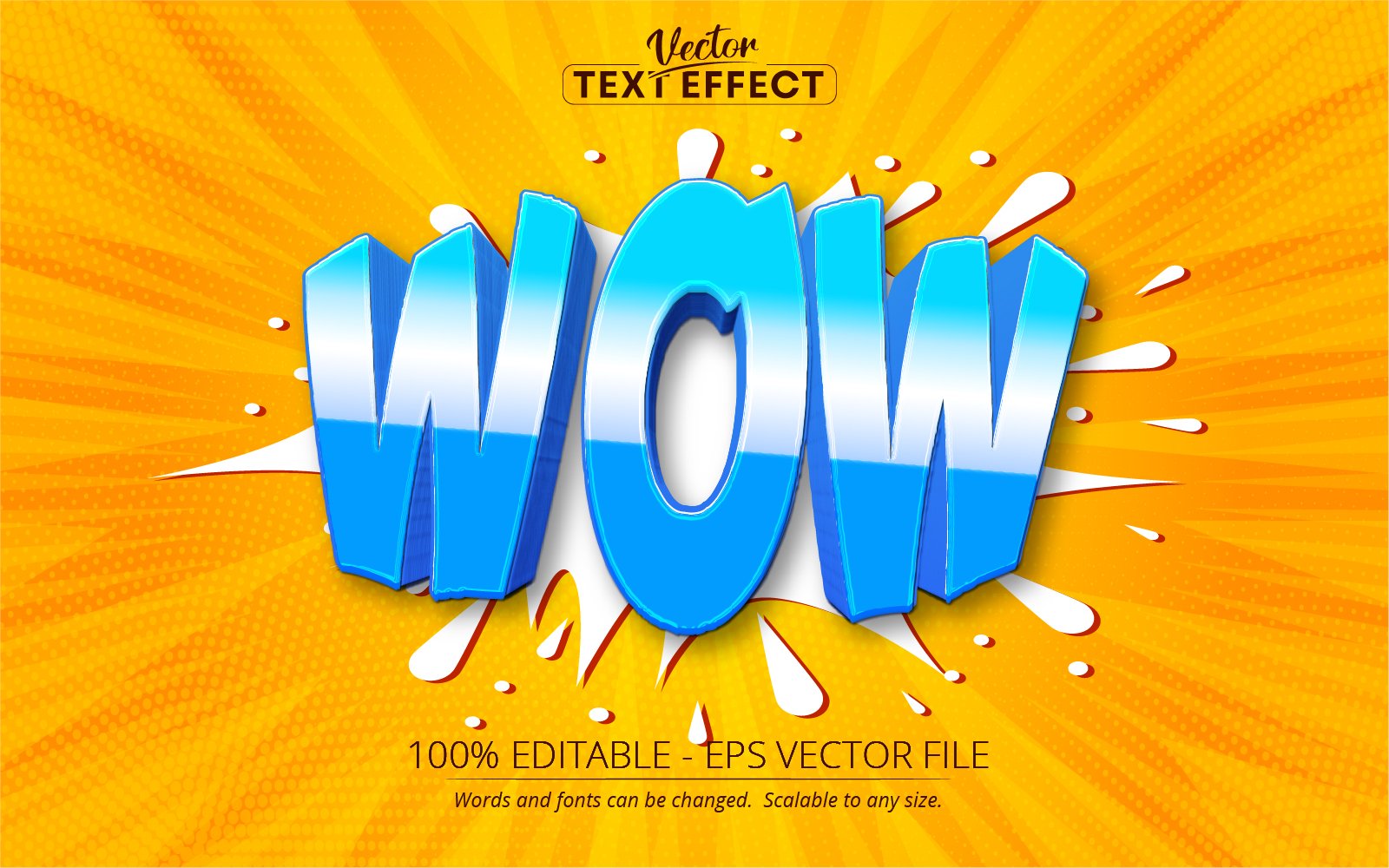 Wow - Editable Text Effect, Cartoon Text Style, Graphics Illustration