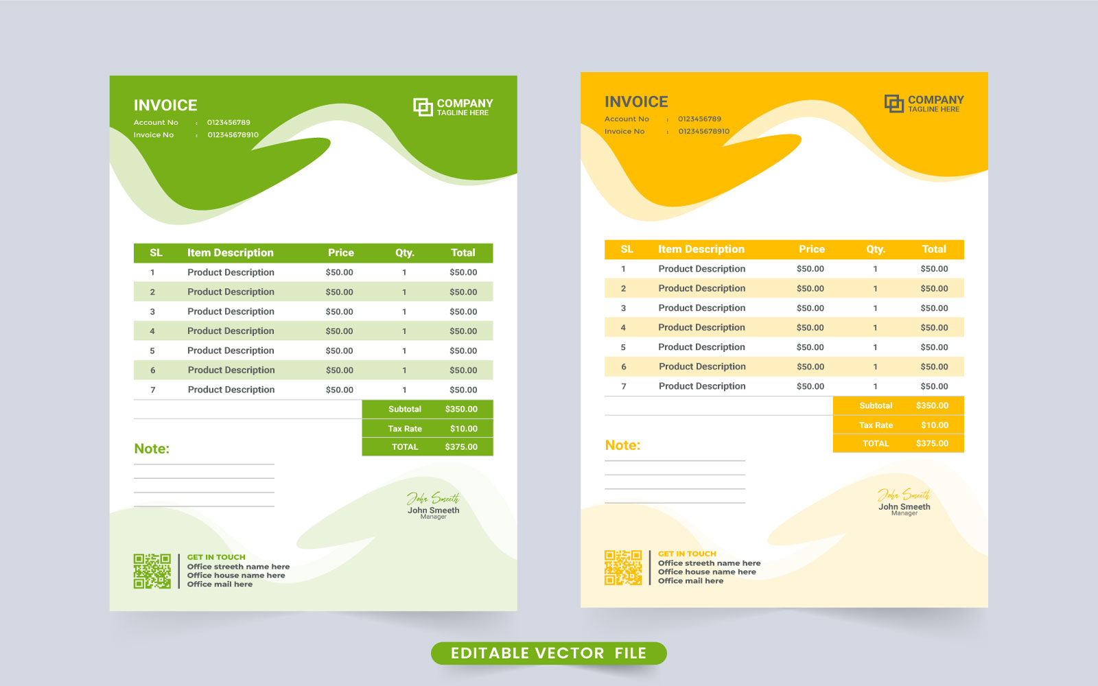 Business invoice template vector design