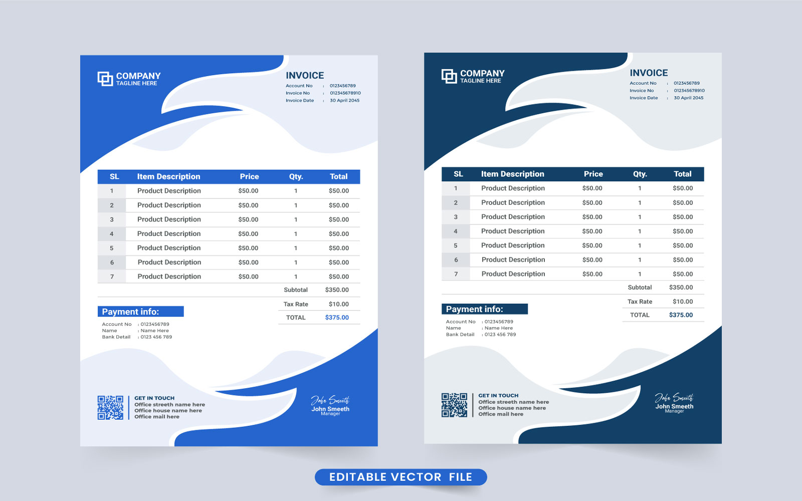 Creative invoice template vector