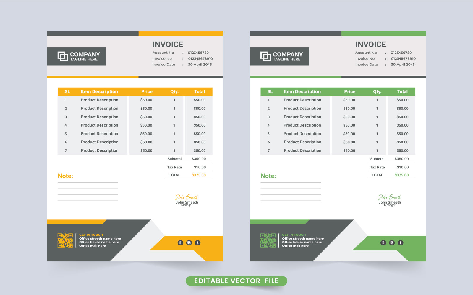 Product purchase and billing receipt