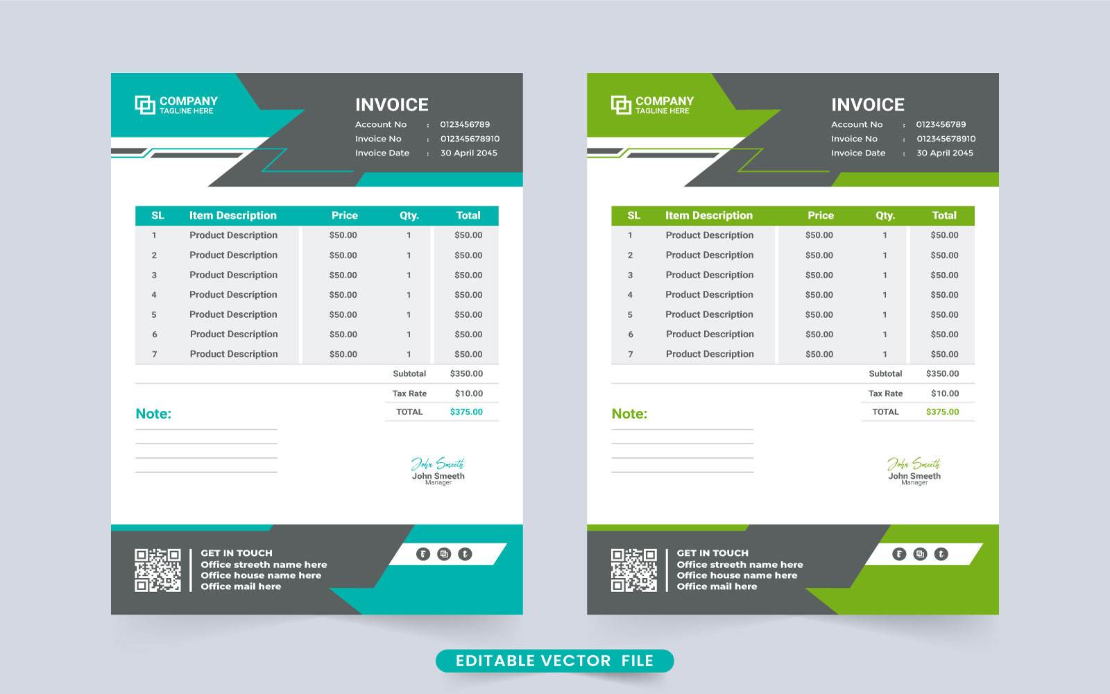 Creative invoice design for business